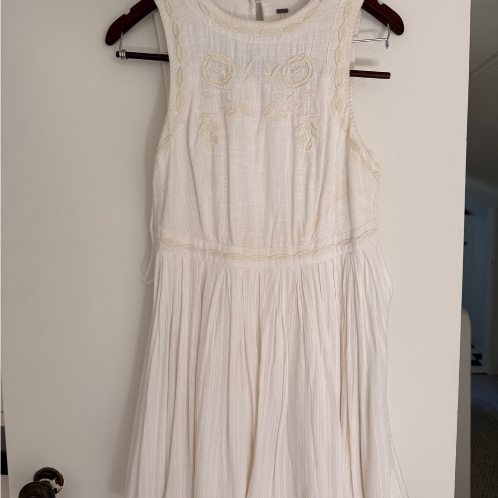 Free People Ivory Embroidered Mini Dress